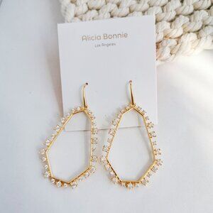 Authentic Alicia Bonnie Paige - Gold Clear Crystal Drop Earrings